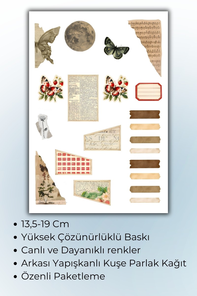3'Lü Vintage Sticker Planner Ajanda Bullet Journal için Uygun Set