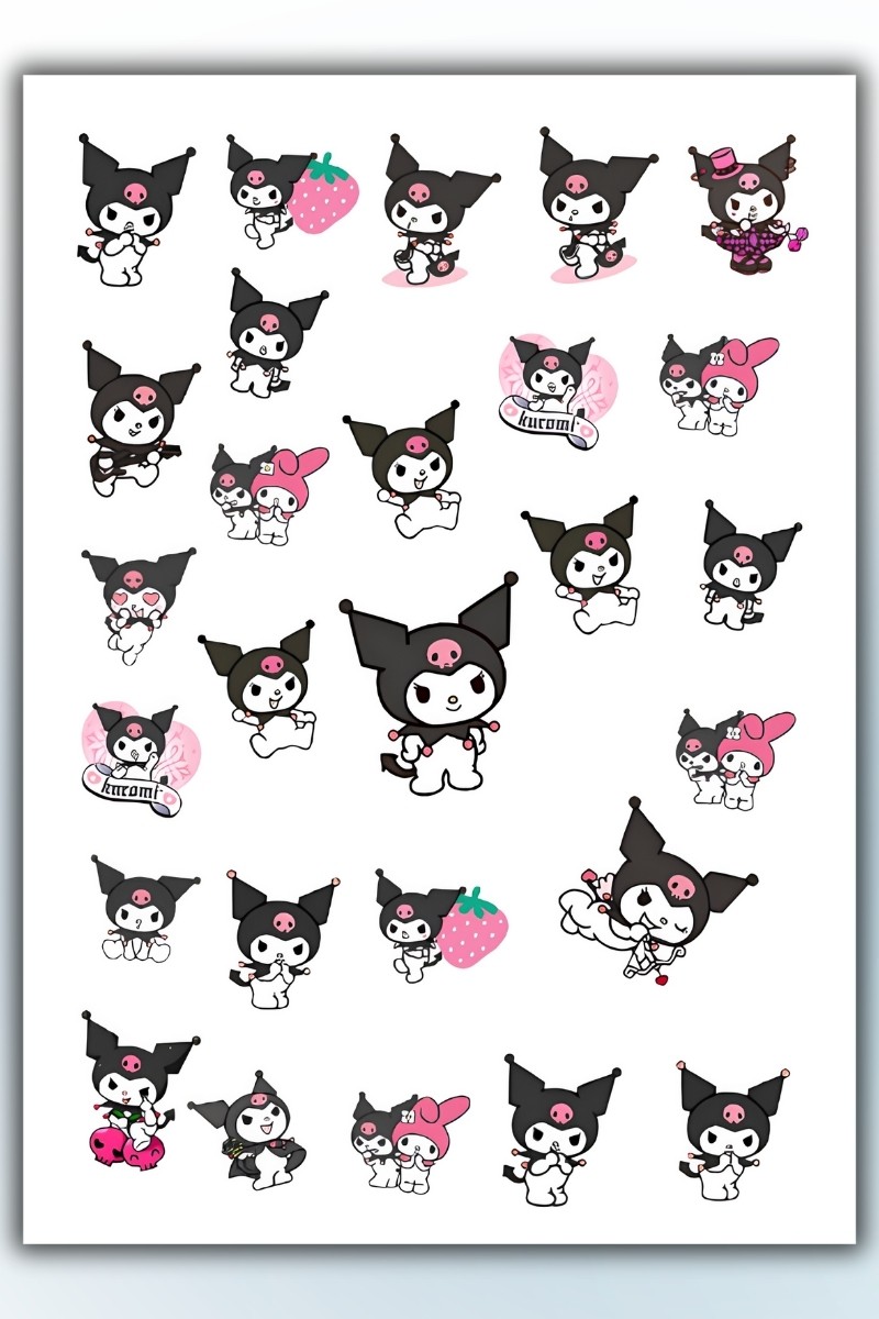 Birikiyedi Kuromi Sanrio Sticker Set - 3 Sayfa  60+  Etiket
