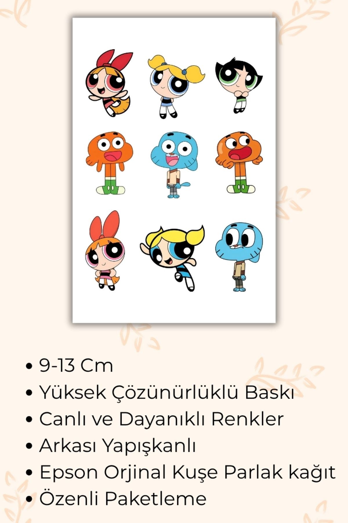 Gumball ve Sevimli Kedi-Cat Temalı Sticker Etiket Seti- Laptop Notebook Telefon 2 Li Set