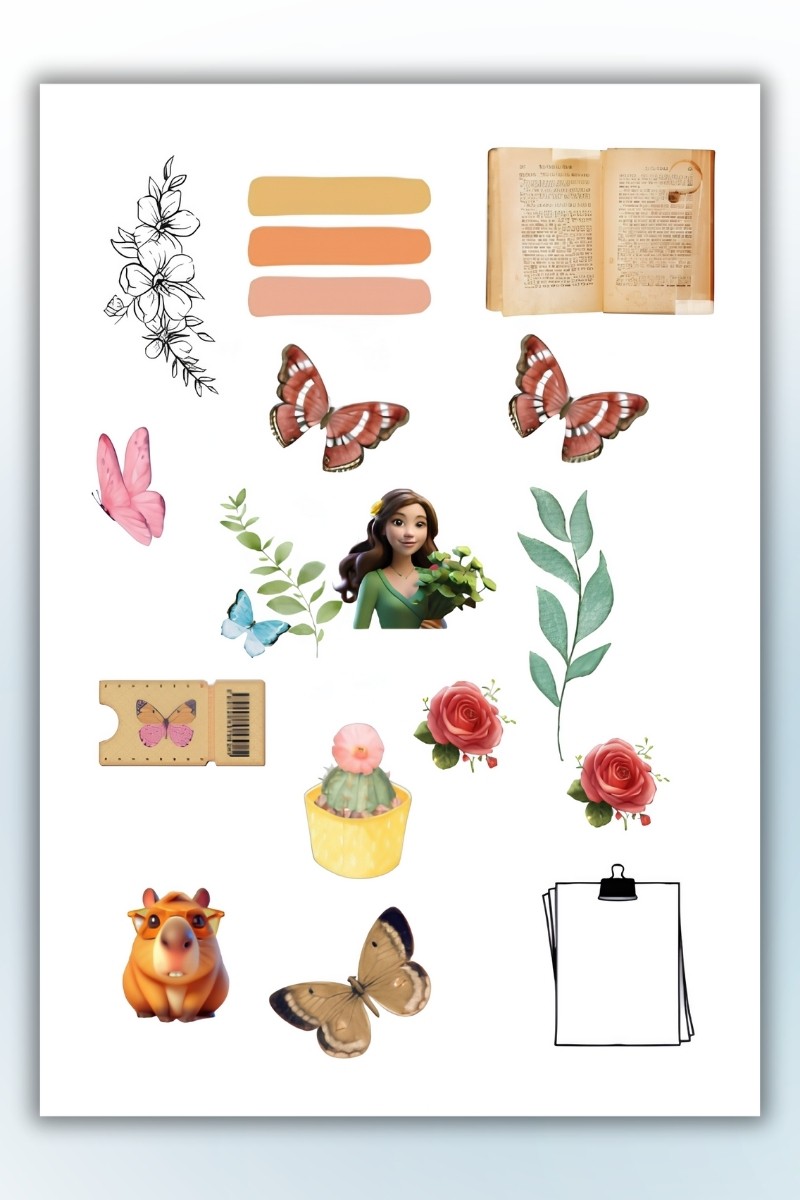 Birikiyedi 4'Lü Vintage Sticker Planner Ajanda Bullet Journal Için Uygun Set