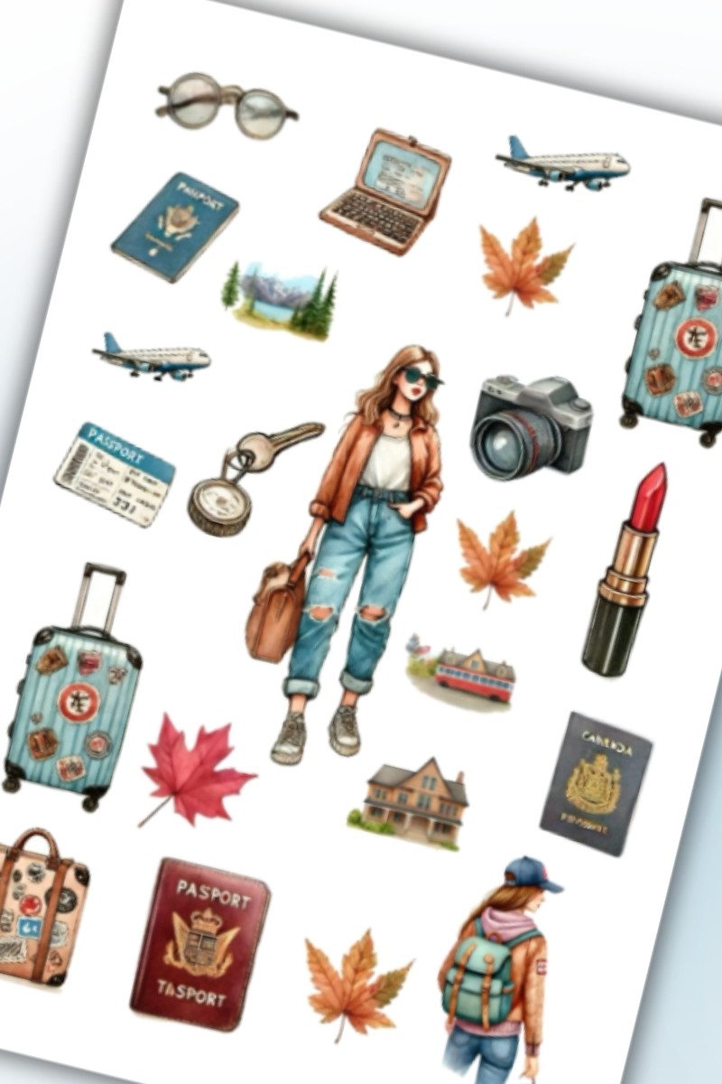 Seyahat Temalı Sticker Planner Ajanda Bullet Journal Için Uygun