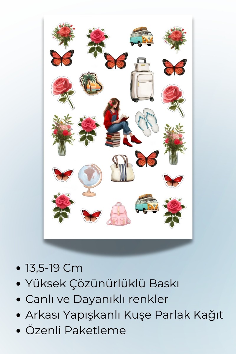 Seyahat Temalı Sticker Planner Ajanda Bullet Journal Için Uygun