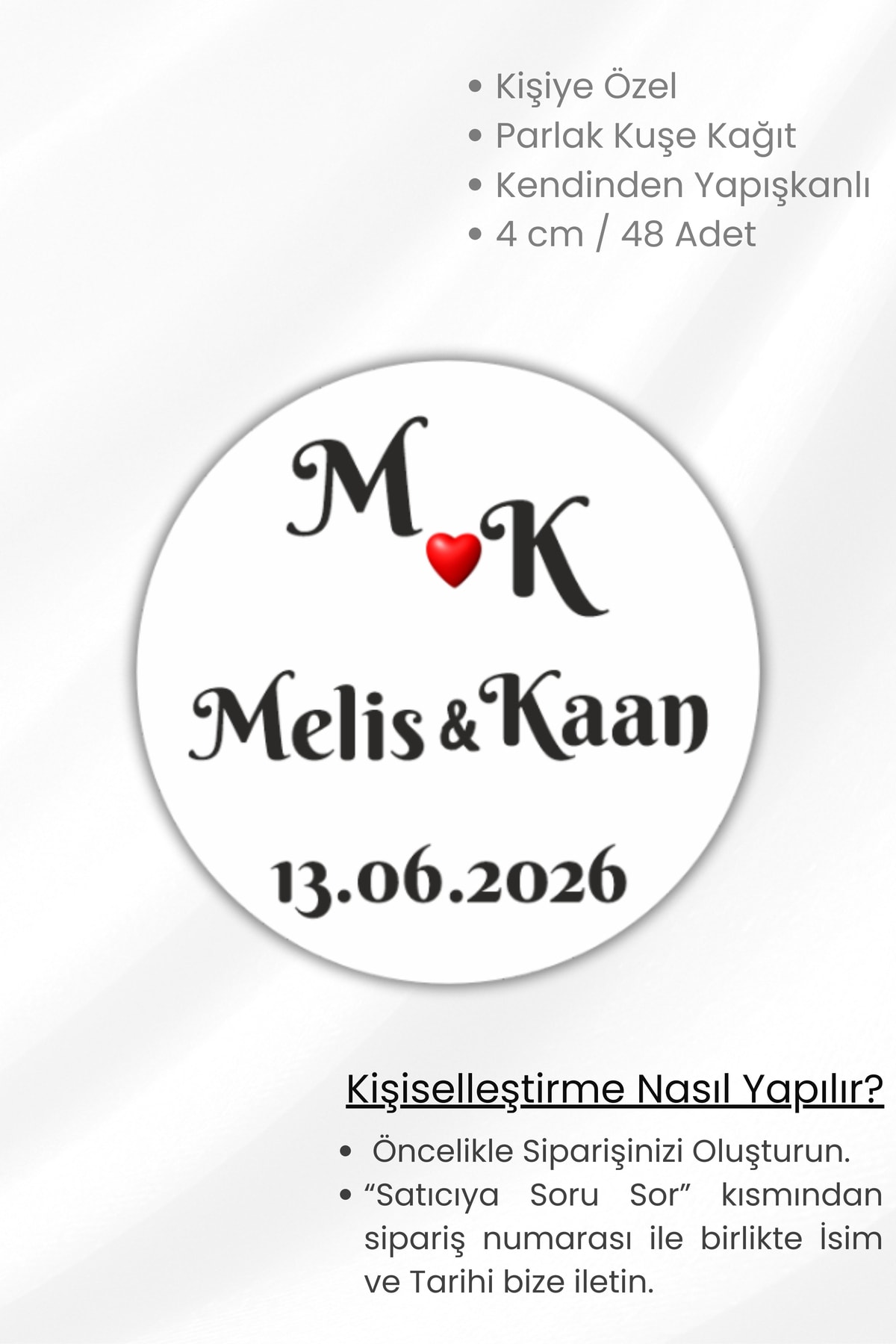 Kişiye Özel Kına-nişan-söz-nikah-düğün Etiketi- 48 Adet 4 cm Etiket/Sticker