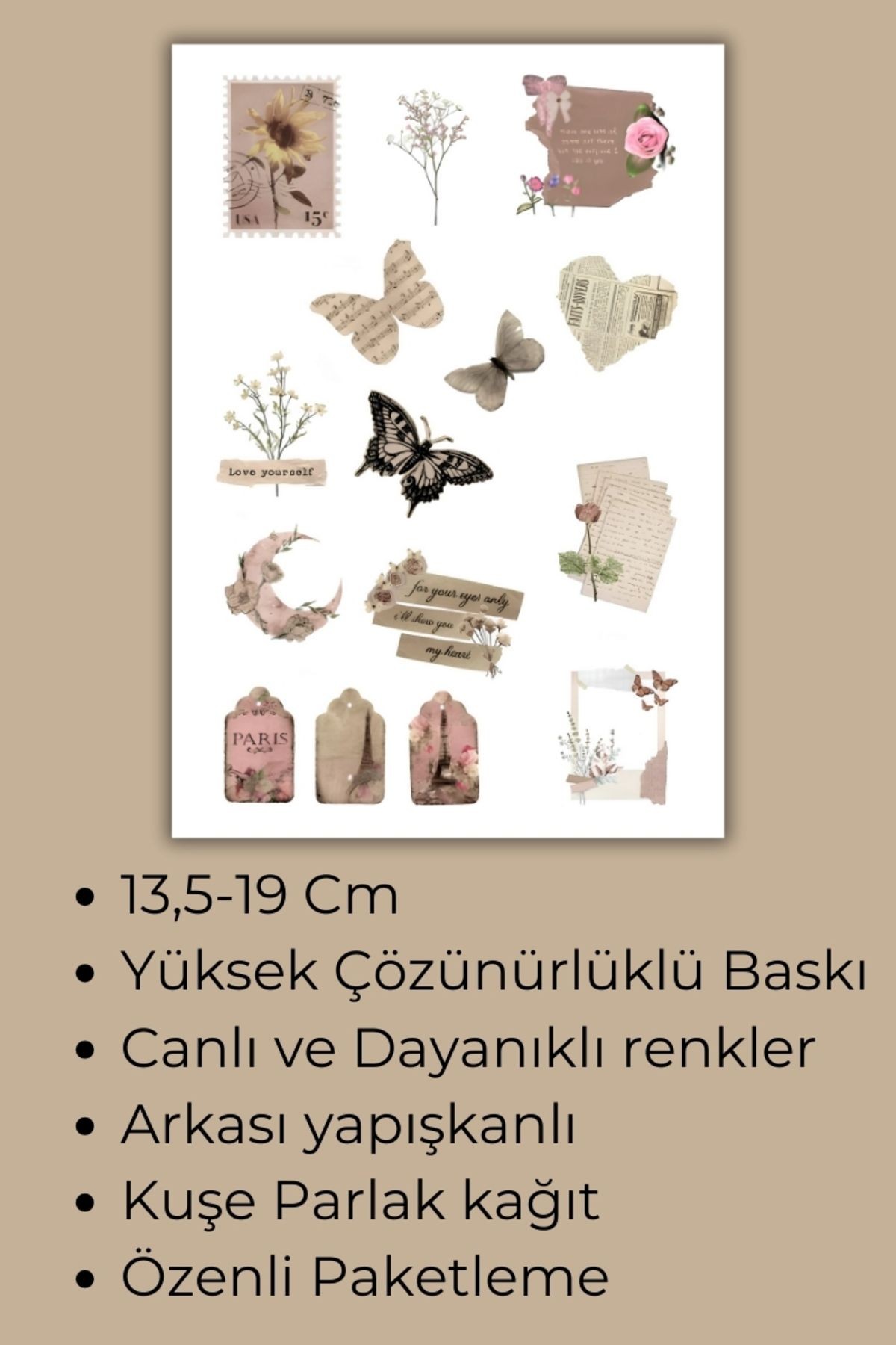 Vintage Sticker Planner Ajanda Bullet Journal Için Uygun