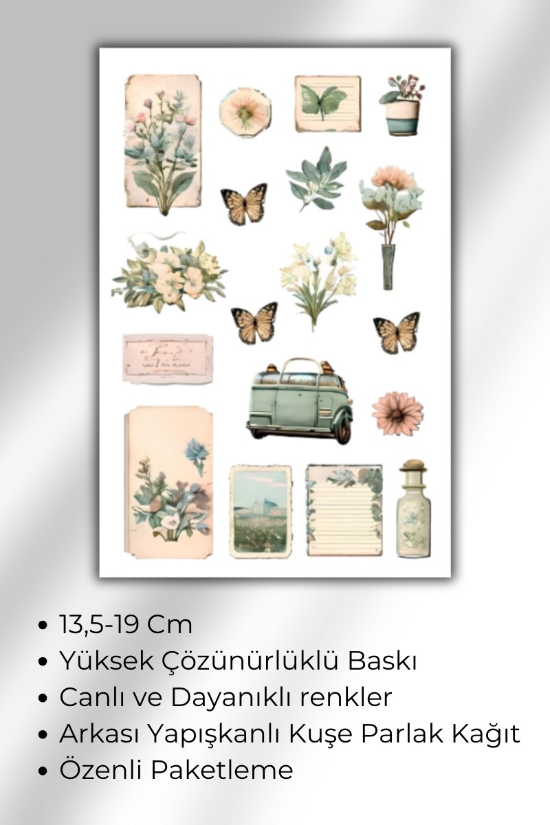 Vintage Temalı Sticker Planner ,Ajanda ,Bullet Journal Için Uygun