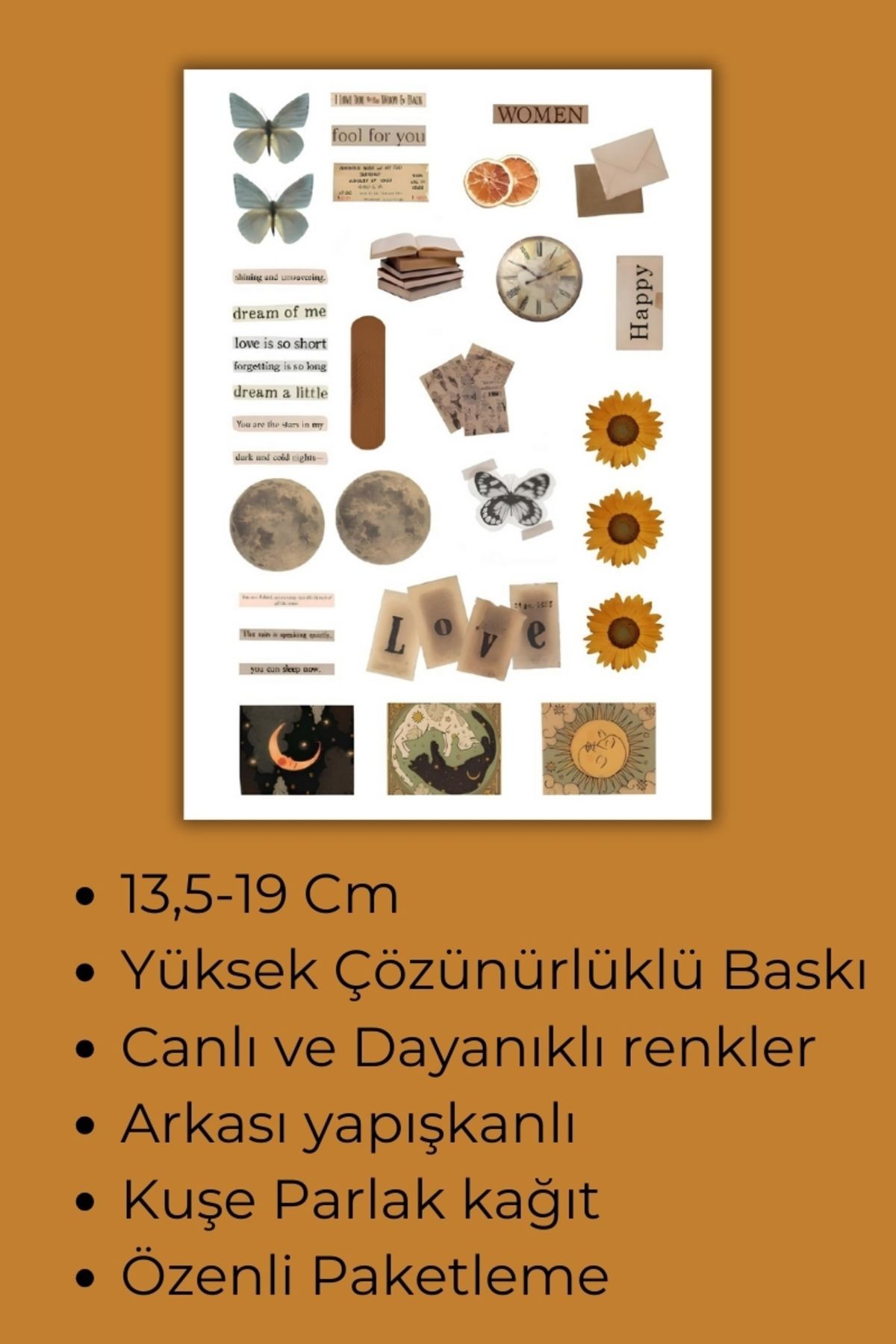 Vintage Planlayıcı Sticker Planner Ajanda Bullet Journal İçin Uygun