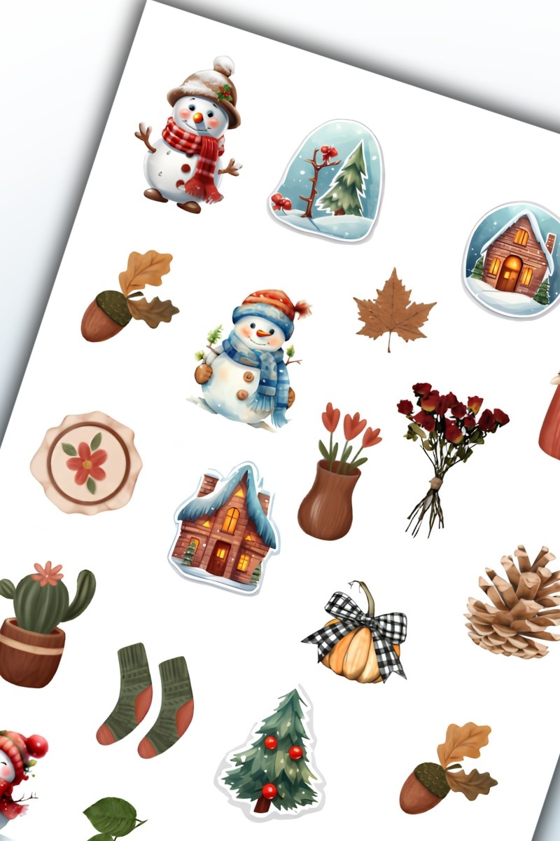 Birikiyedi Kış Temalı Sticker Planner Ajanda Bullet Journal Için Uygun