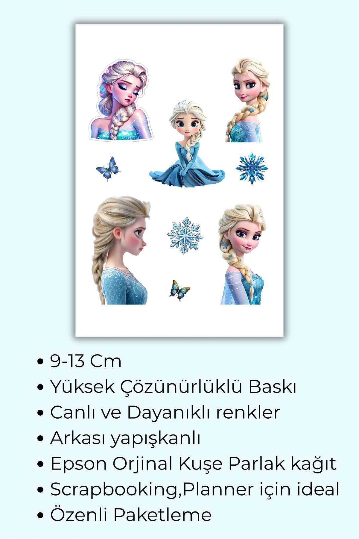 Elsa Frozen Sticker Etiket 4'Lü Etiket ( Ölçülere dikkatli bakınız)