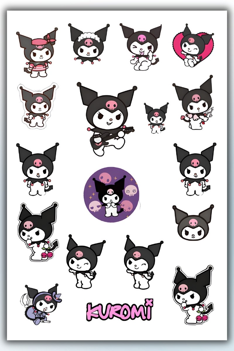 Birikiyedi Kuromi Sanrio Sticker Set - 3 Sayfa  60+  Etiket