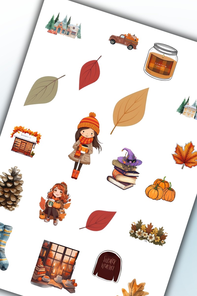 Birikiyedi Sonbahar Temalı Sticker Planner Ajanda Bullet Journal Için Uygun