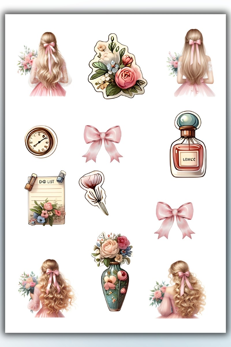 4 Lü Genç Kız Sticker Planner Ajanda Bullet Journal İçin Uygun Set