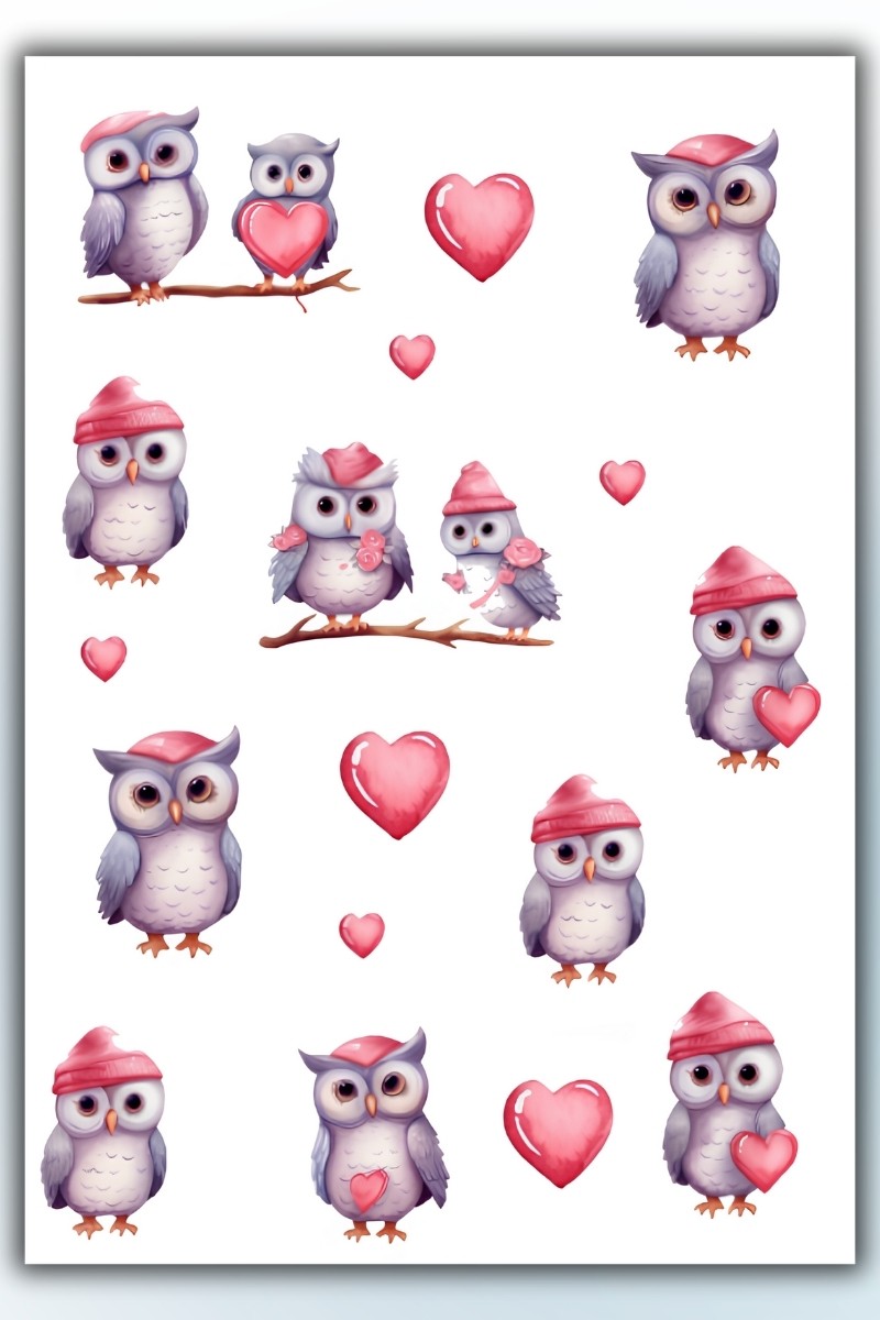 Birikiyedi Baykuş Temalı 3 Lü Sticker Seti / Bullet Journal Scrapbook Kolaj için uygun