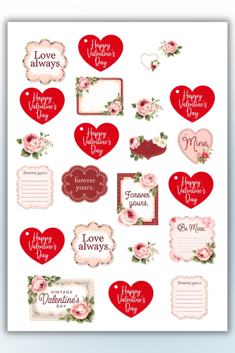 Birikiyedi Sevgil,Aşk ,Sevgililer Günü 5'Li Sticker Seti Planner Ajanda Bullet Journal İçin Uygun Set