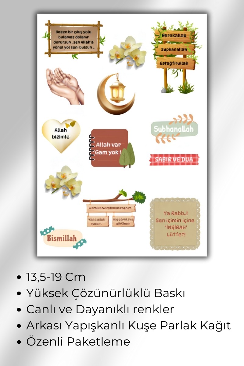 3 Lü Ramazan ve İslami Temalı Sticker Seti / Bullet Journal Scrapbook Kolaj için uygun