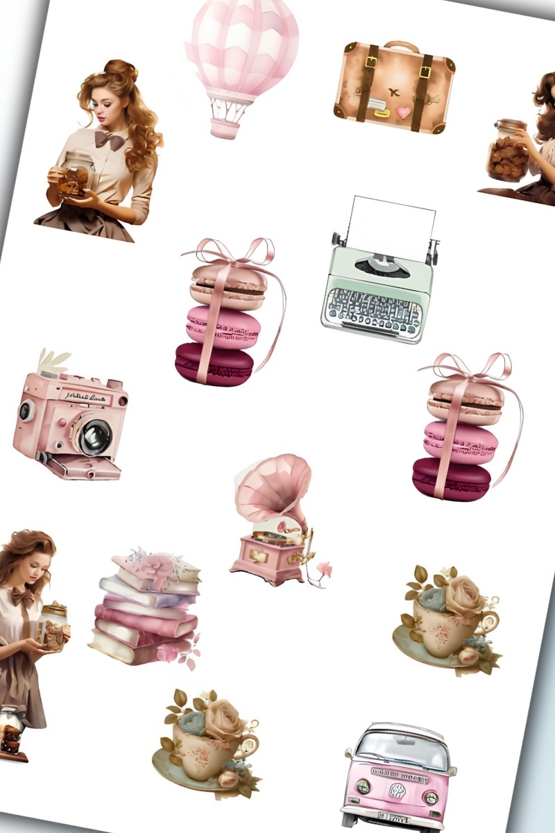 Birikiyedi Vintage Planlayıcı Sticker Seti Planner Ajanda Bullet Journal İçin Uygun