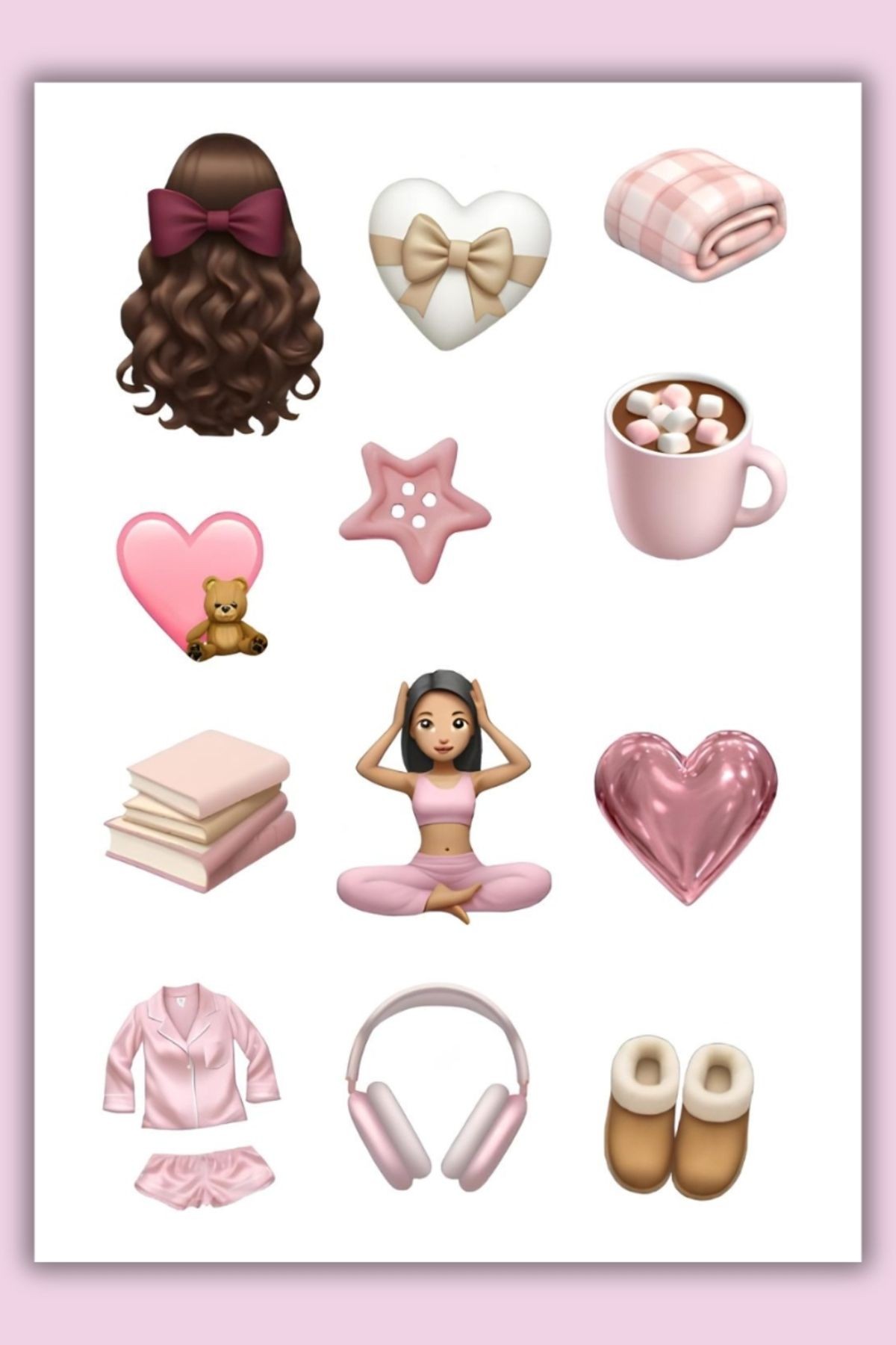 4 Lü Pink Girls Sticker Set Sevimli Pempe Temalı Sticker Set Sticker Set's