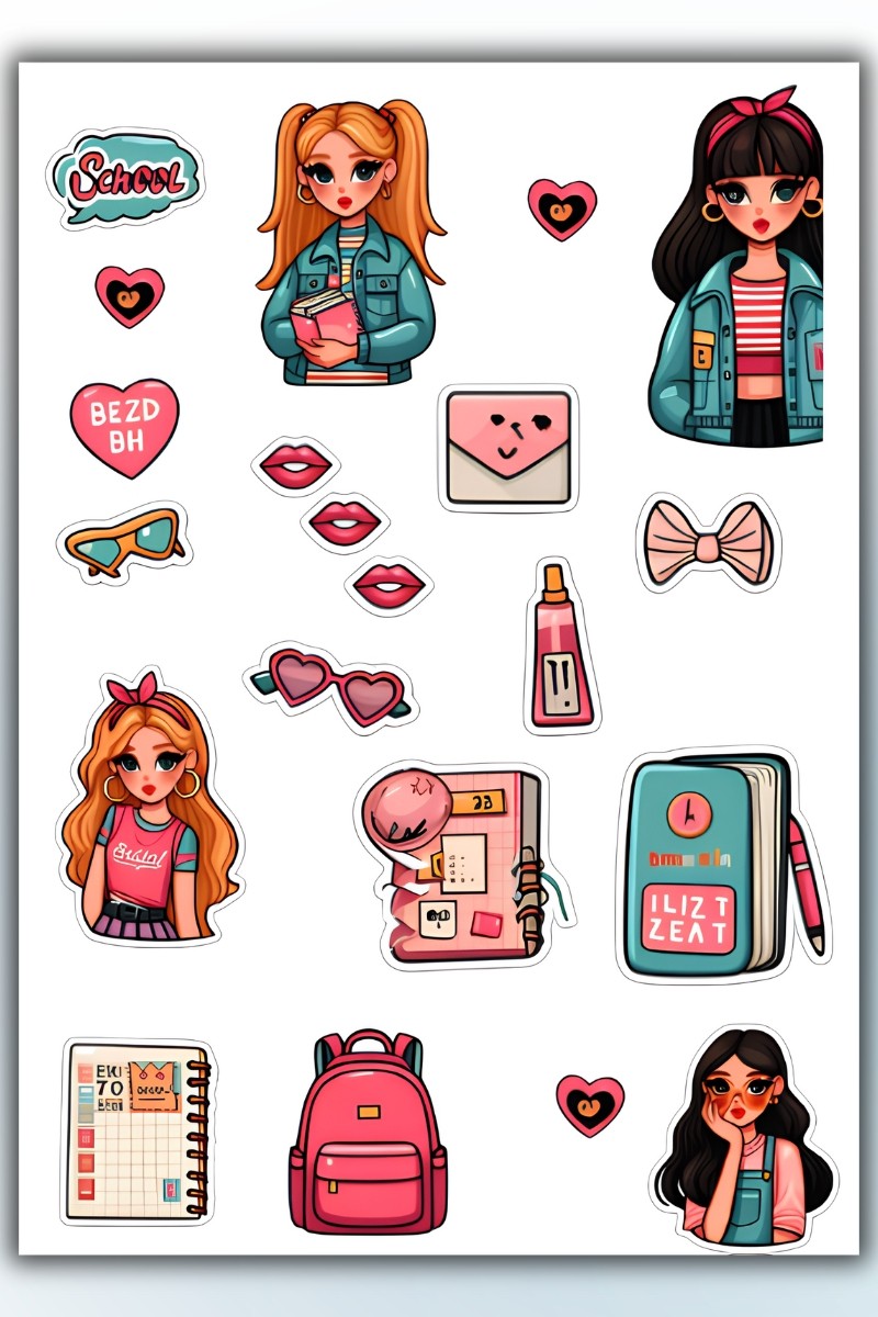 4 Lü Genç Kız Sticker Planner Ajanda Bullet Journal İçin Uygun Set