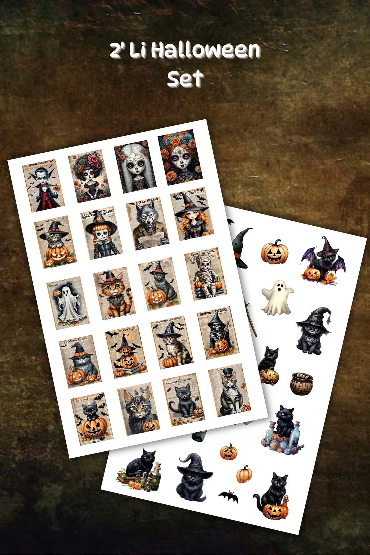 2 Sayfa Cadılar Bayramı Halloween Sticker - Ajanda Laptop Telefon Etiketi