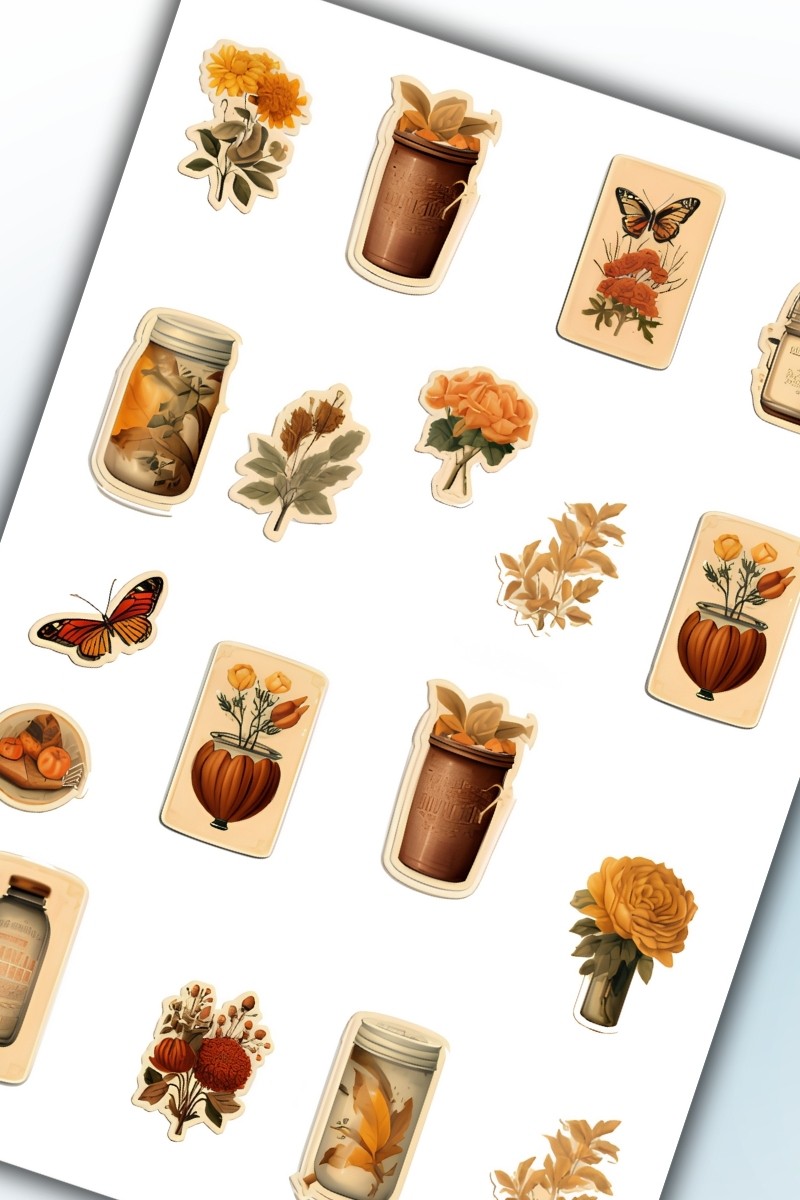 Birikiyedi Vintage Temalı Sticker Planner Ajanda Bullet Journal Için Uygun
