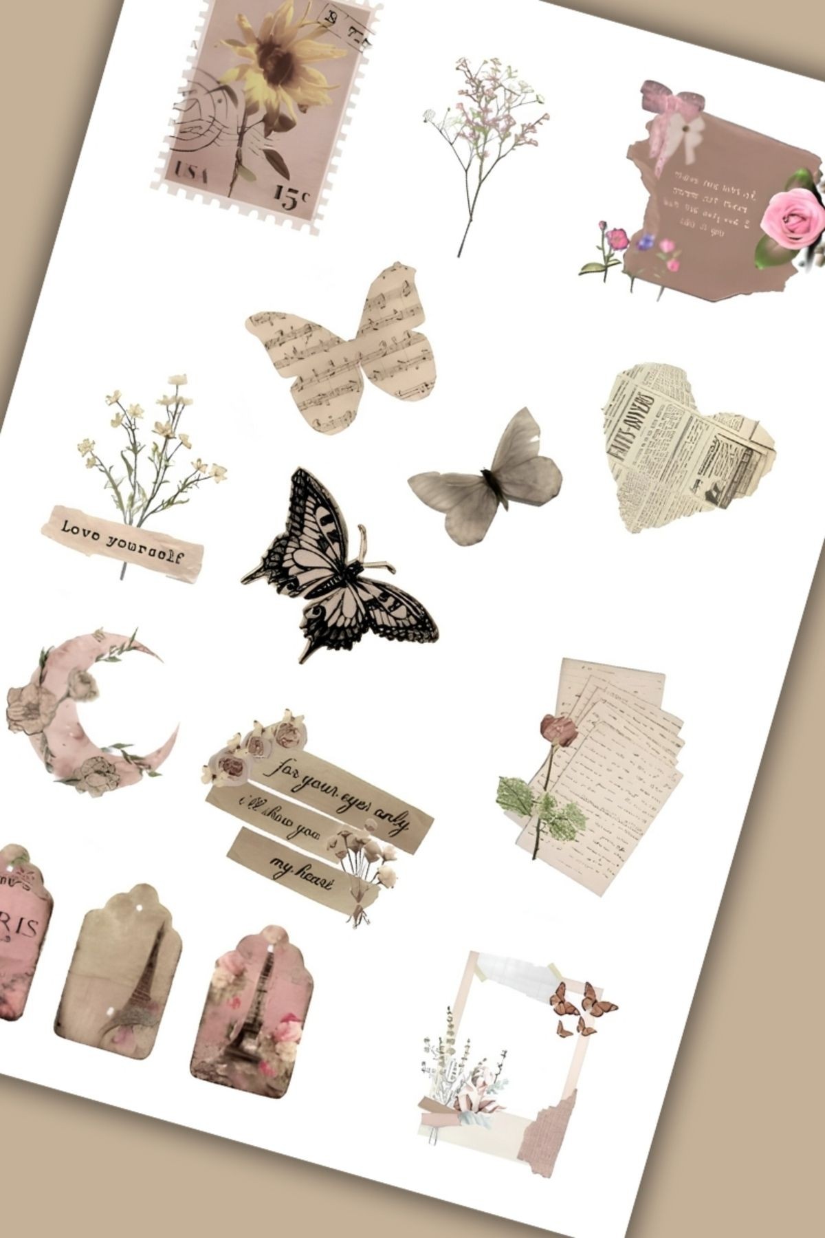 Vintage Sticker Planner Ajanda Bullet Journal Için Uygun