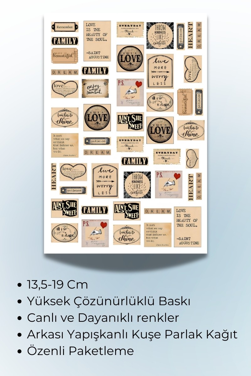 Birikiyedi Vintage Temalı Sticker  Planner Ajanda Bullet Journal İçin Uygun