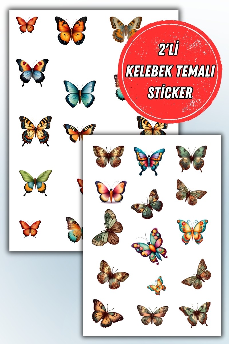 2'Lİ Kelebek Temalı Sticker Seti Ajanda Planlayıcı Bullet Journal Için Uygundur