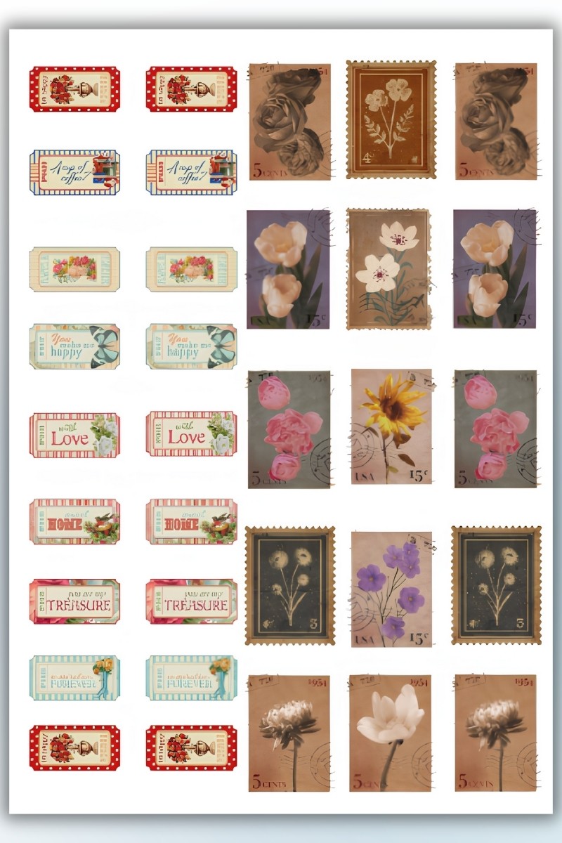 Birikiyedi Vintage Temalı Sticker Planner Ajanda Bullet Journal Için Uygun