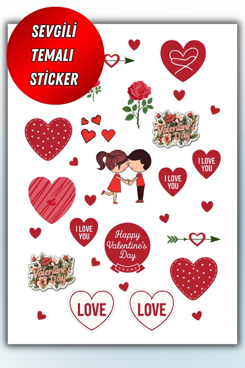 Birikiyedi Sevgi Temalı Sticker Planner Ajanda Bullet Journal Için Uygun