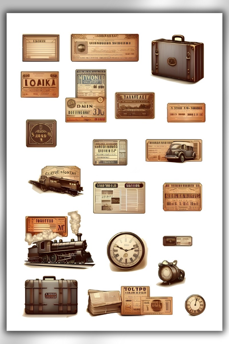 Vintage Temalı Sticker Planner ,Ajanda, Bullet Journal Için Uygun