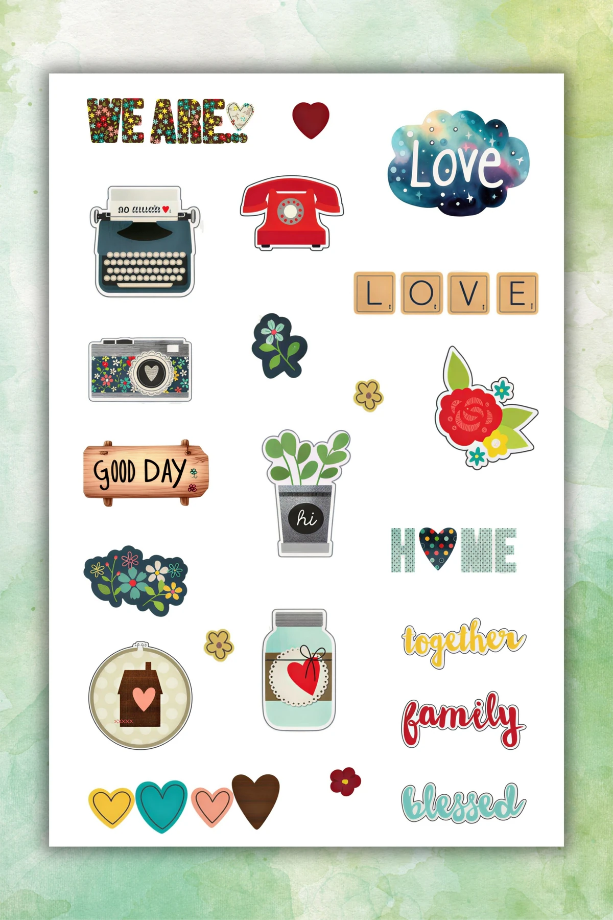 2 Li Şükür,Motto,Motivasyon,Aile Sticker Set/Bullet Journal için Uygun