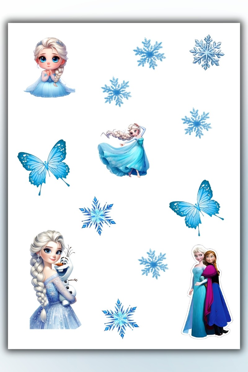 Birikiyedi Frozen Elsa 2 Li Set Sticker Telefon Laptop Notebook Tablet Defter Matara Etiket