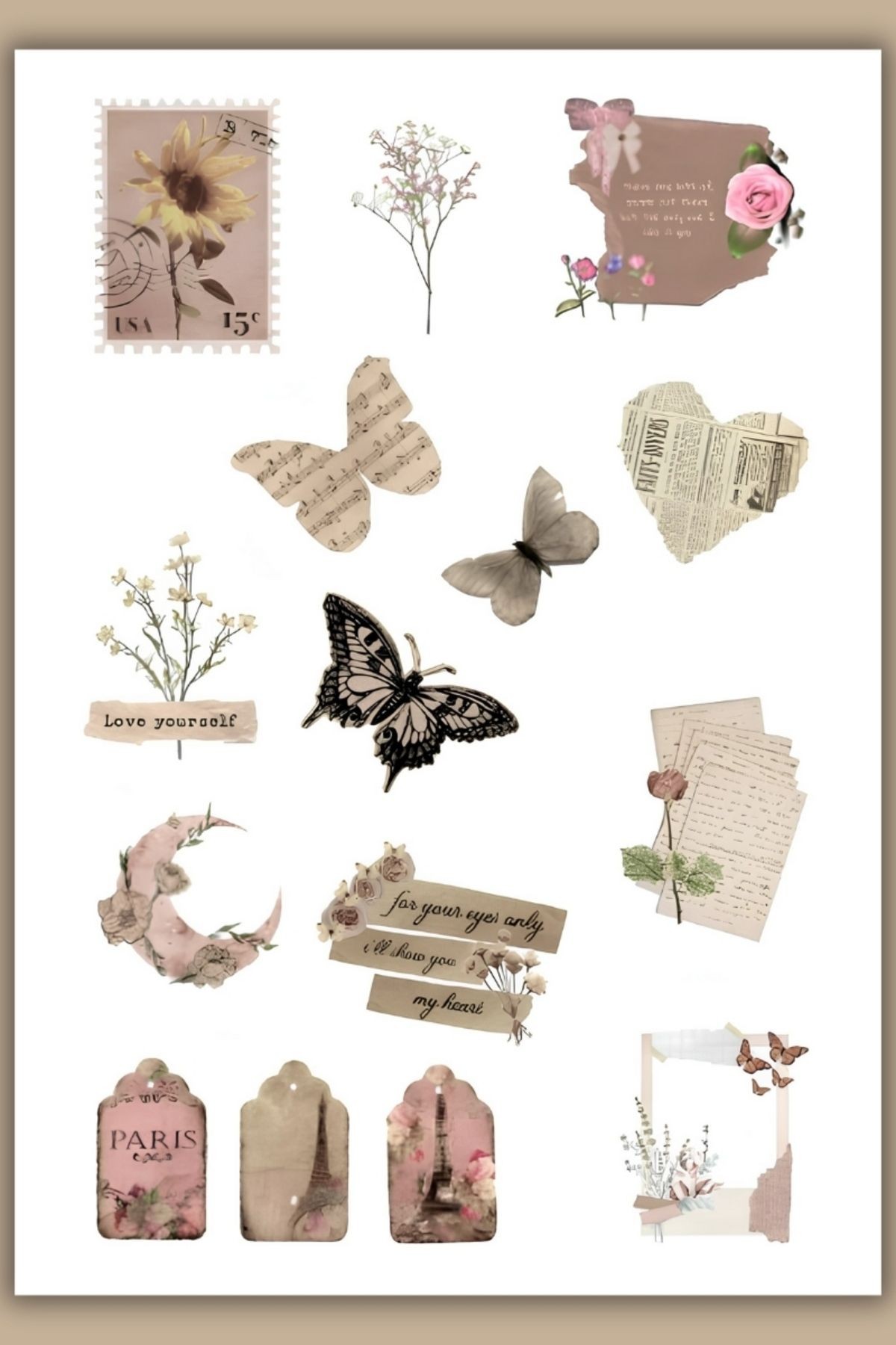 Vintage Sticker Planner Ajanda Bullet Journal Için Uygun