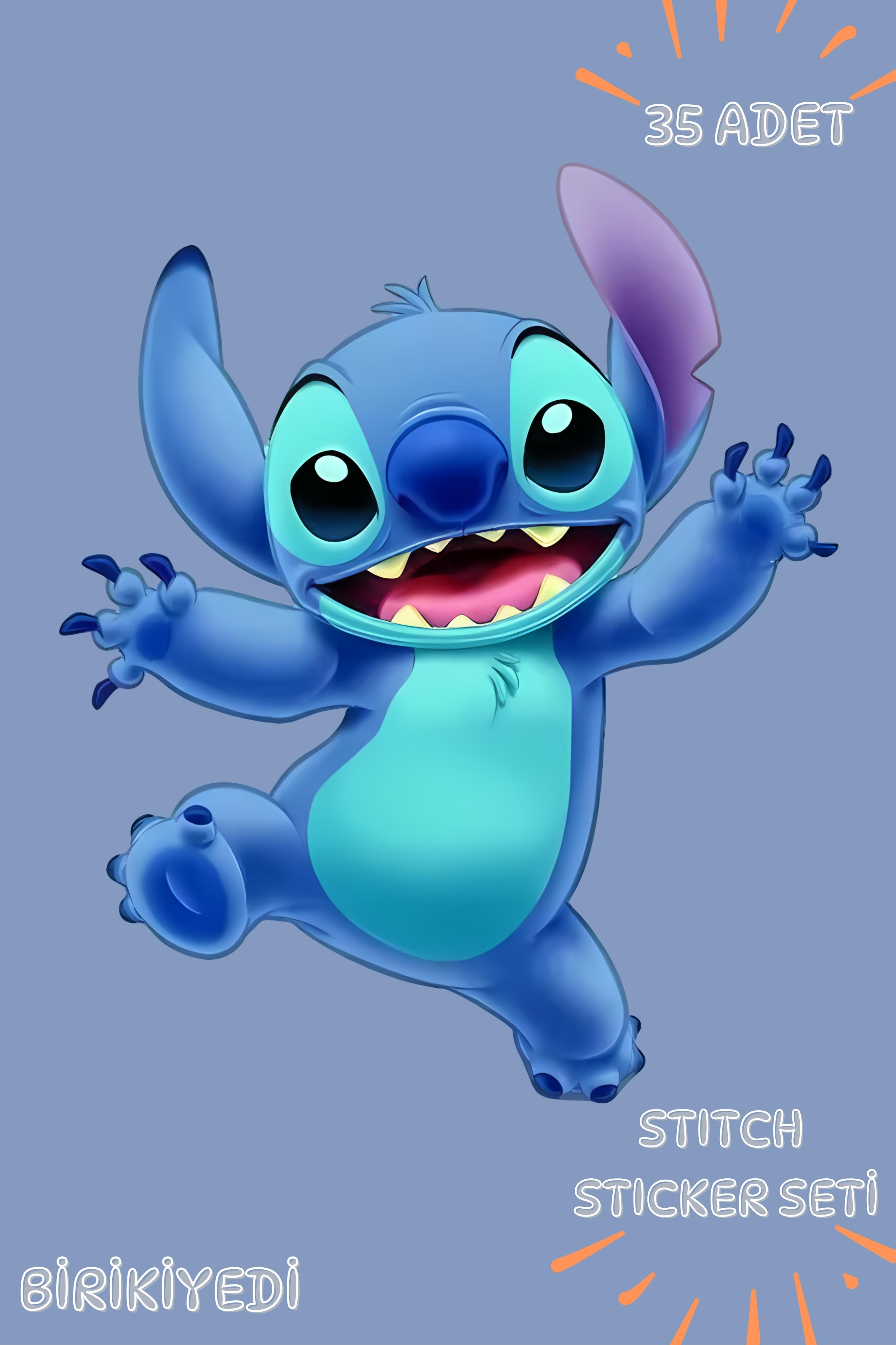 Stitch Temalı 35 Parça Sticker Seti - Kawaii Karakter Etiketleri Defter Laptop Telefon Matara İçin