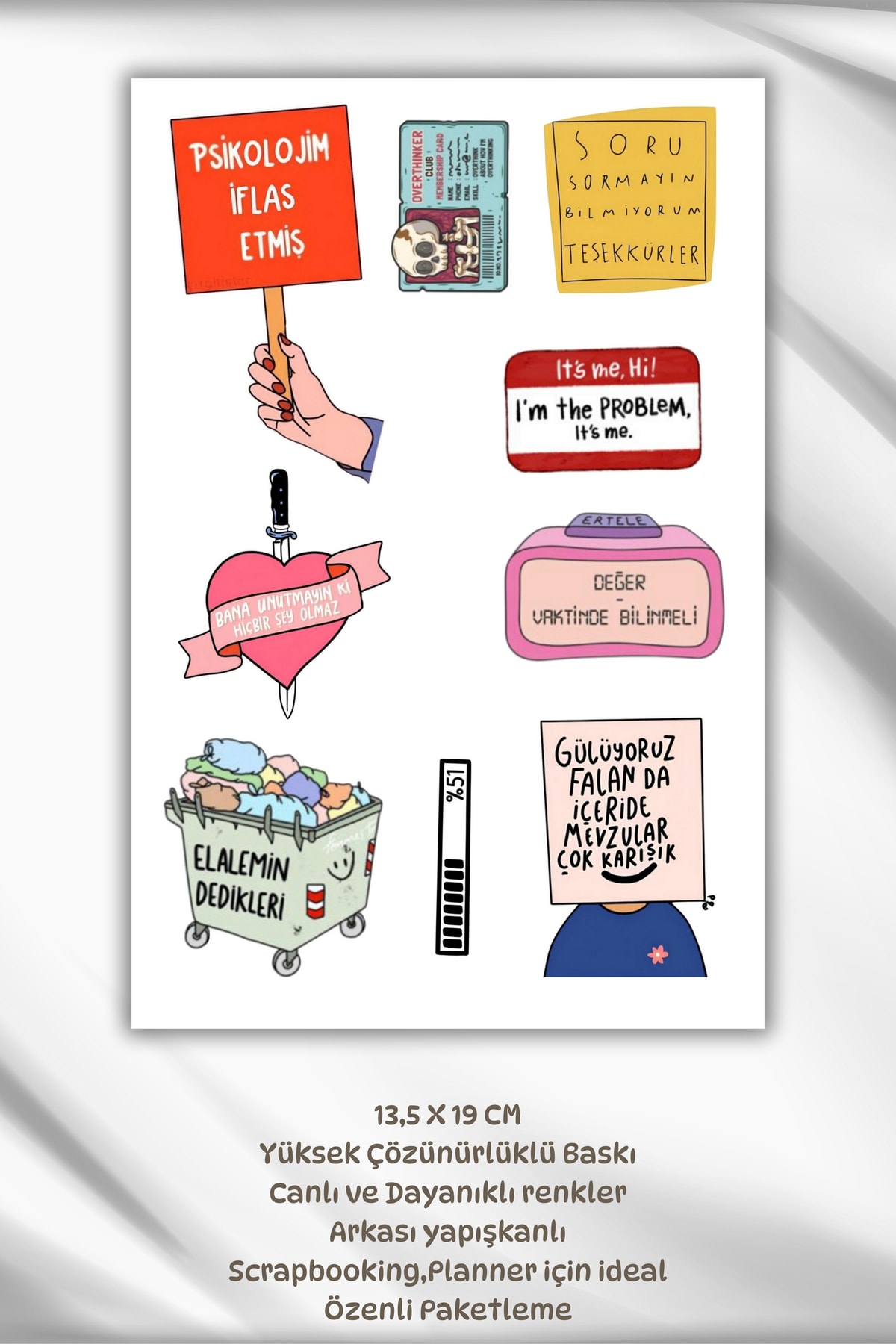 2'Li Motto /Motivasyon/Komik Temalı Ajanda Laptop Tablet Telefon Sticker Seti
