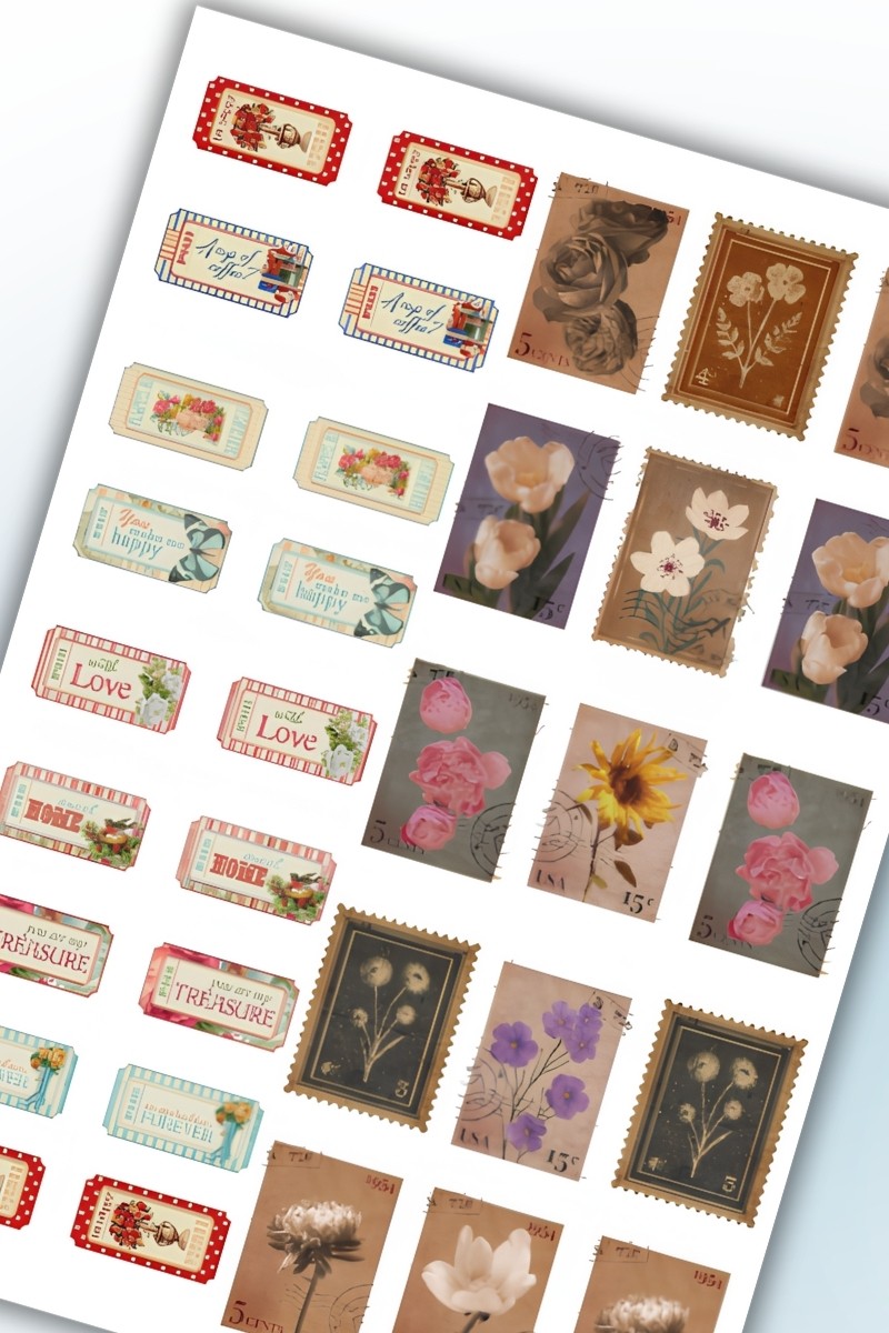 Birikiyedi Vintage Temalı Sticker Planner Ajanda Bullet Journal Için Uygun