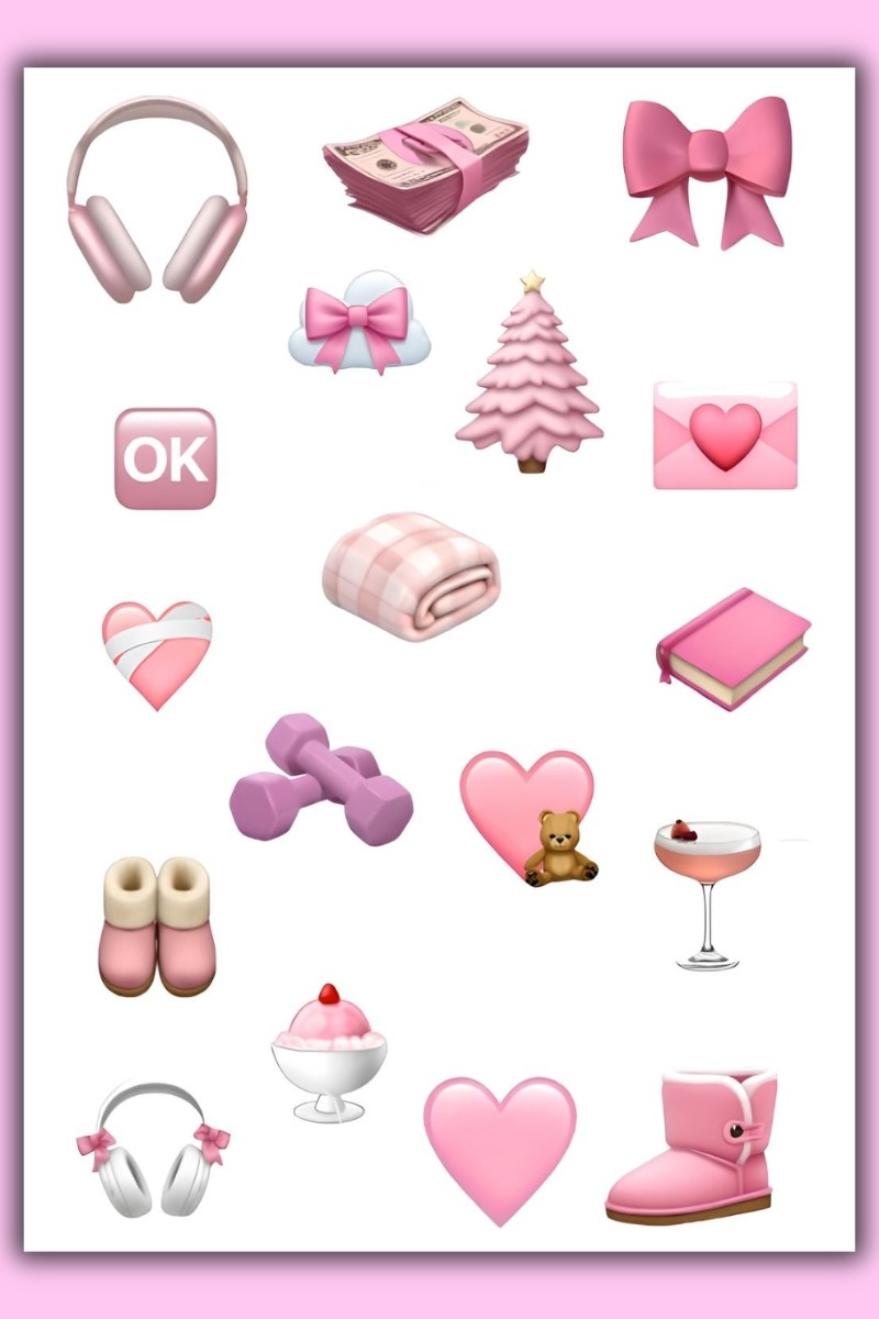 5'Li Pembe Temalı Planner Sticker Set-Çıkartma,Ajanda,Günlük