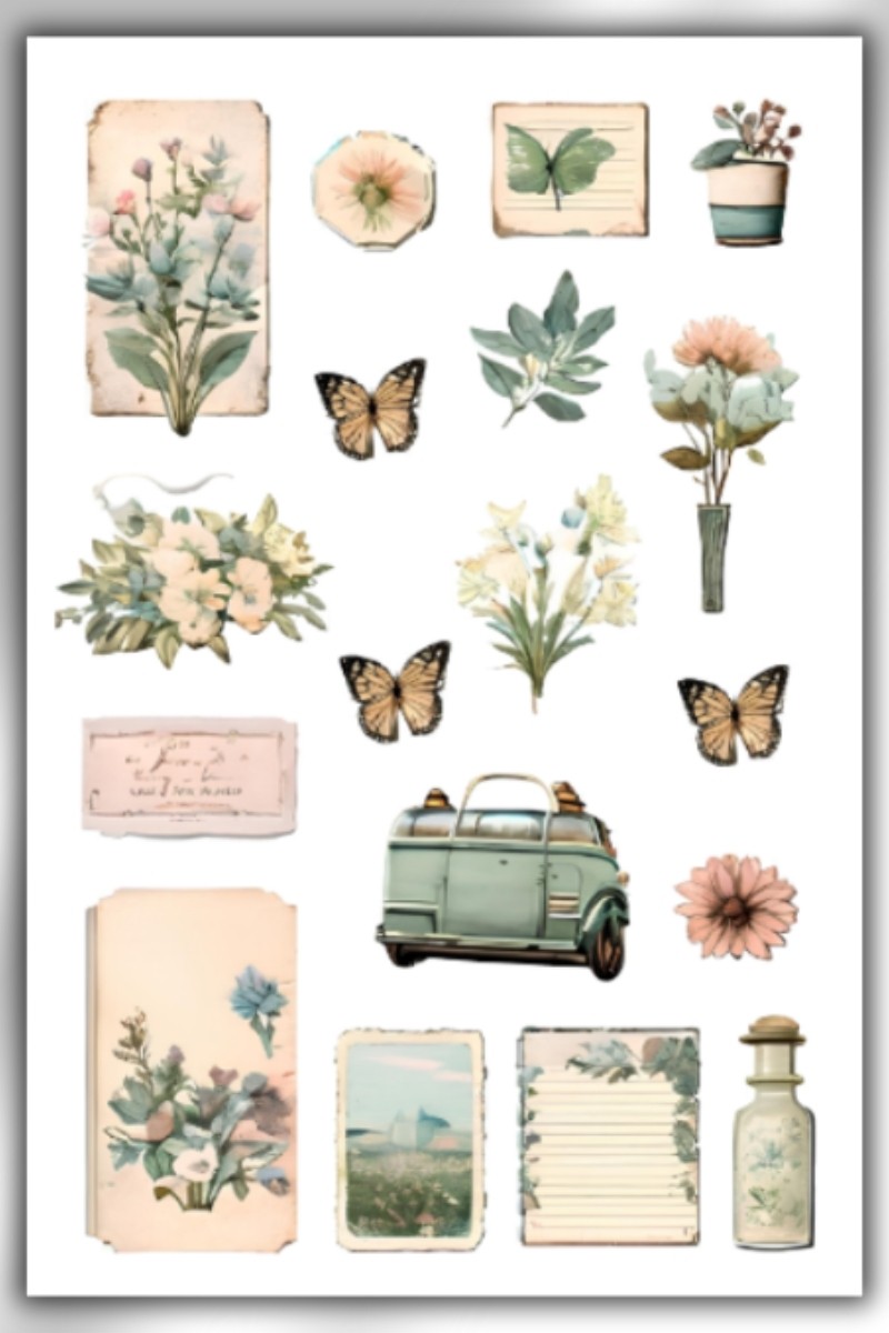 Vintage Temalı Sticker Planner ,Ajanda ,Bullet Journal Için Uygun