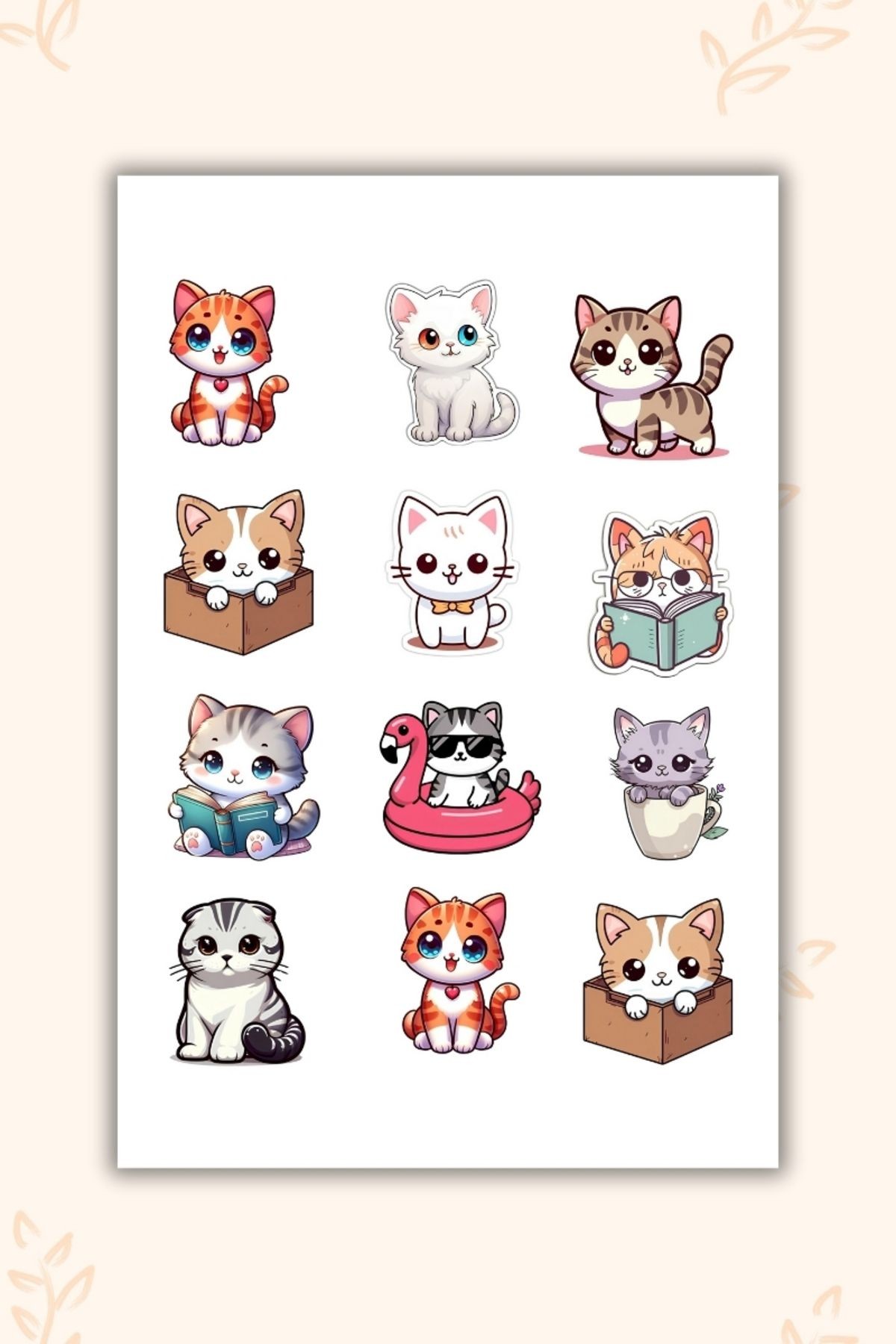 Gumball ve Sevimli Kedi-Cat Temalı Sticker Etiket Seti- Laptop Notebook Telefon 2 Li Set