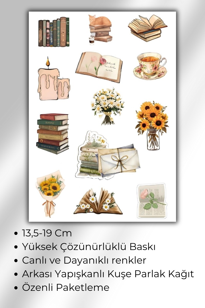 5'Li Vintage Temalı Planner Sticker Set-Çıkartma,Ajanda,Günlük