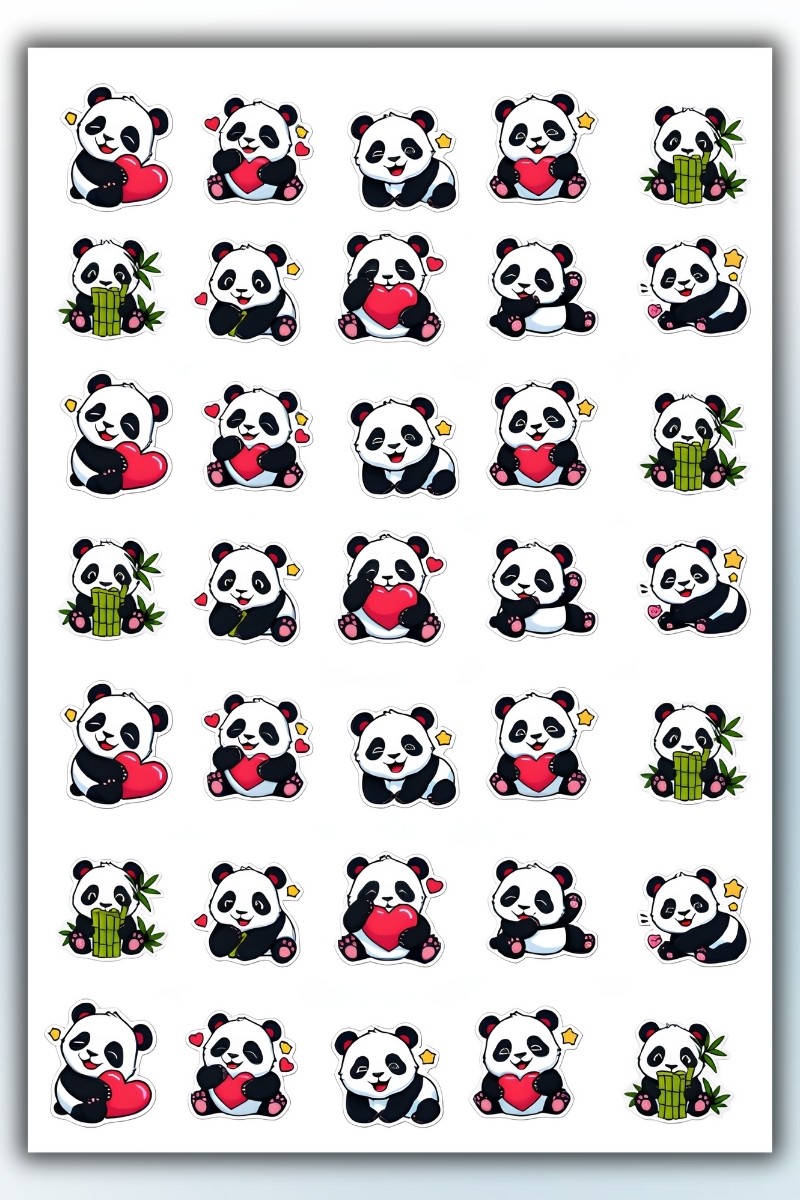 Birikiyedi Panda Temalı Sticker Planner Ajanda Bullet Journal Için Uygun