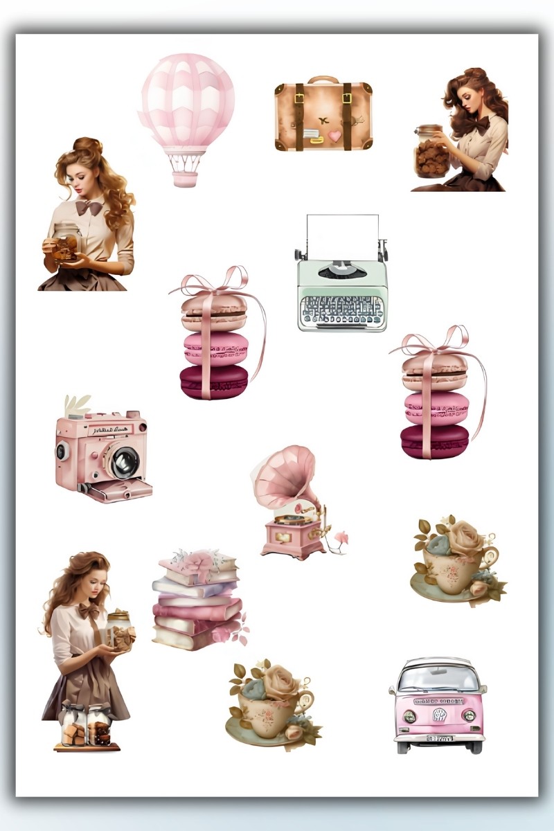 Birikiyedi Vintage Planlayıcı Sticker Seti Planner Ajanda Bullet Journal İçin Uygun