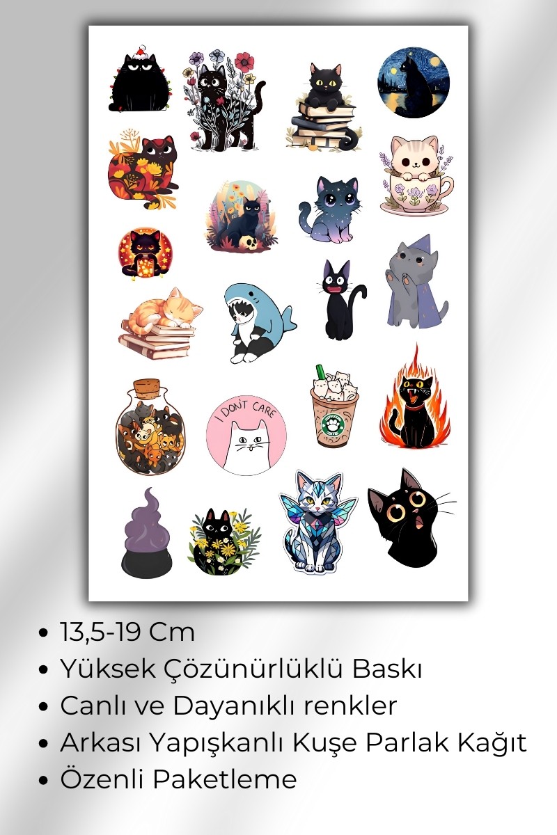 Sevimli Kedi Temalı Sticker Planner Ajanda Bullet Journal Için Uygun