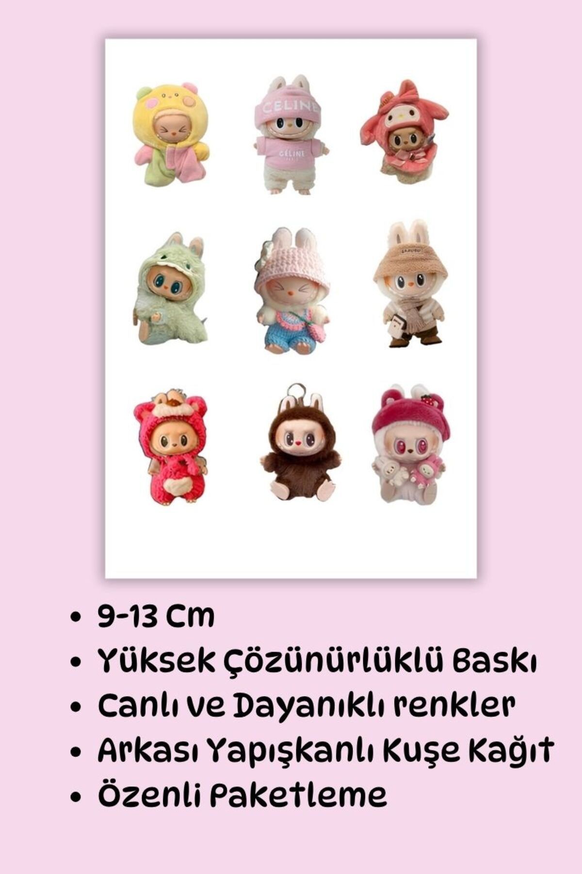 4'Lü Labubu Temalı Sticker Set Ajanda Bullet Journal Için Uygun Set/Laptop/Notebook/Defter/Matara