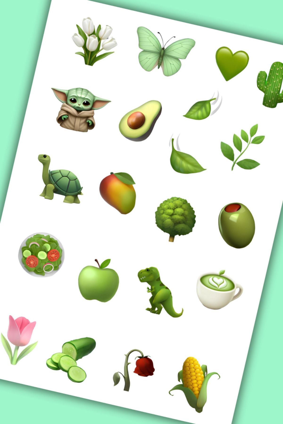 Yeşil Temalı Sticker Planner Ajanda Bullet Journal Için Uygun Set