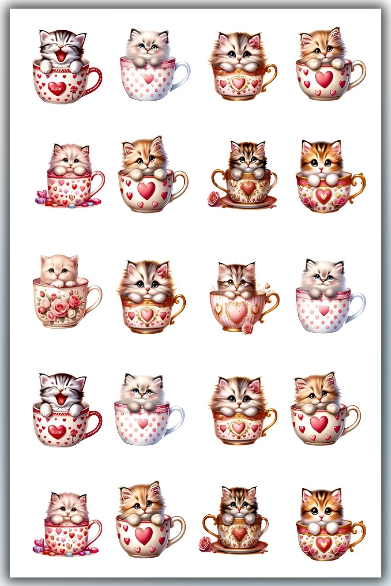 Sevimli Kedi Sticker Bullet Journal Sticker / Defter / Ajanda / Çıkartma yaklaşık A5 ebatında