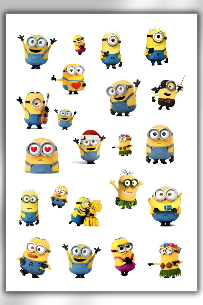Minions 2 Li Sticker Set Telefon Laptop Notebook Tablet Defter Matara Etiket