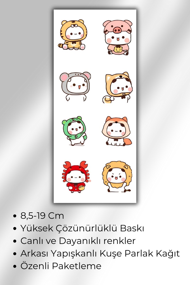 3 Lü Kawaii Sticker Set 40 + Çıkartma - Telefon Laptop Notebook Tablet Defter Matara Stiker Etiket
