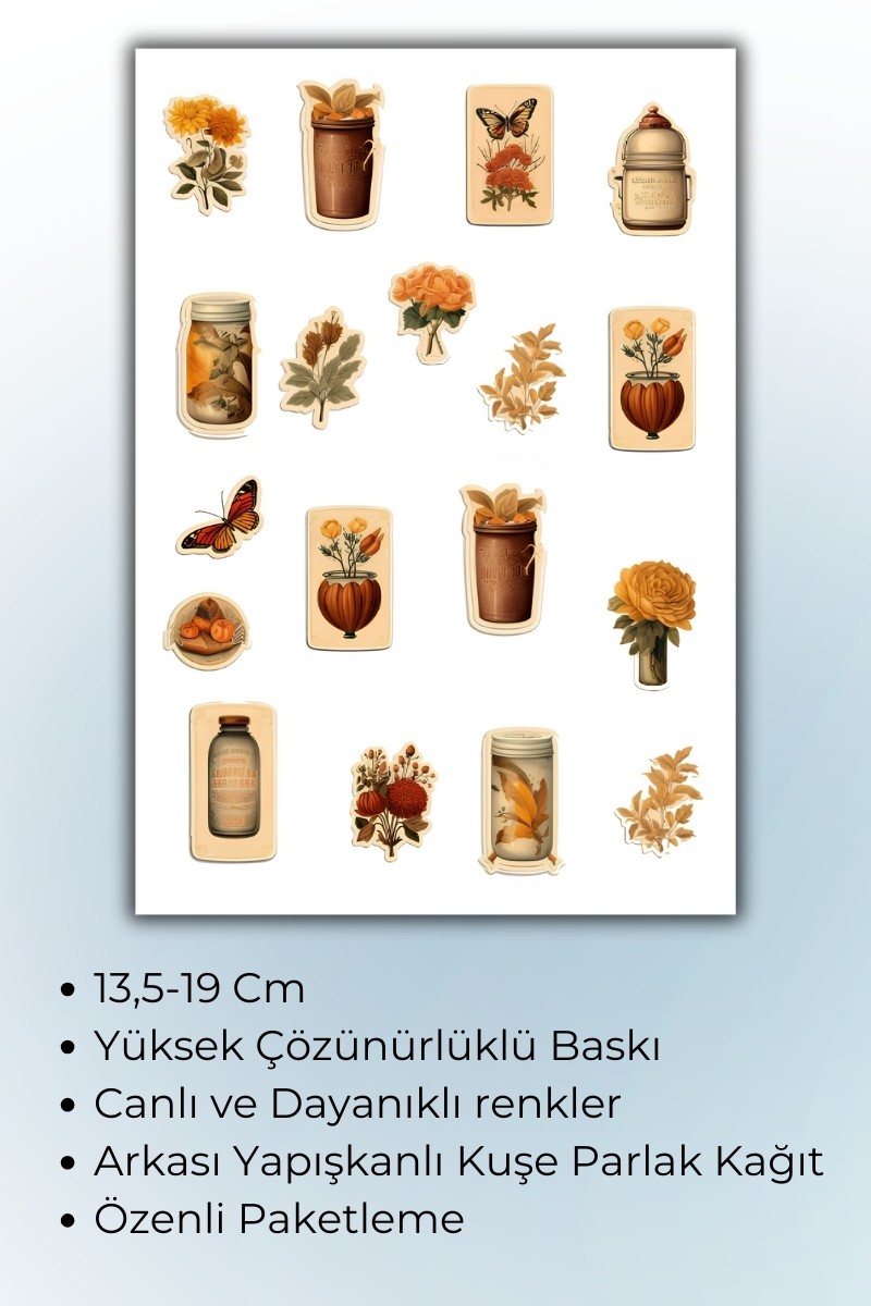 Birikiyedi Vintage Temalı Sticker Planner Ajanda Bullet Journal Için Uygun