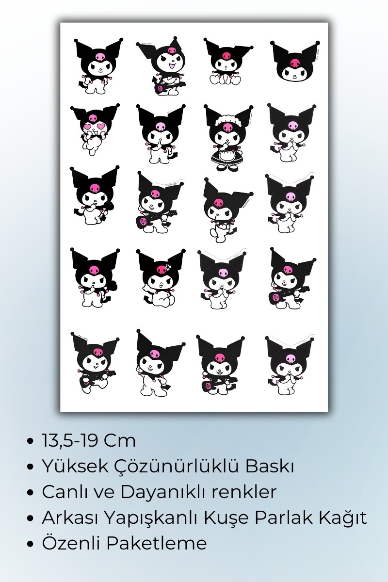 Birikiyedi Kuromi Sanrio Sticker Yaklaşık A5 Ebatı