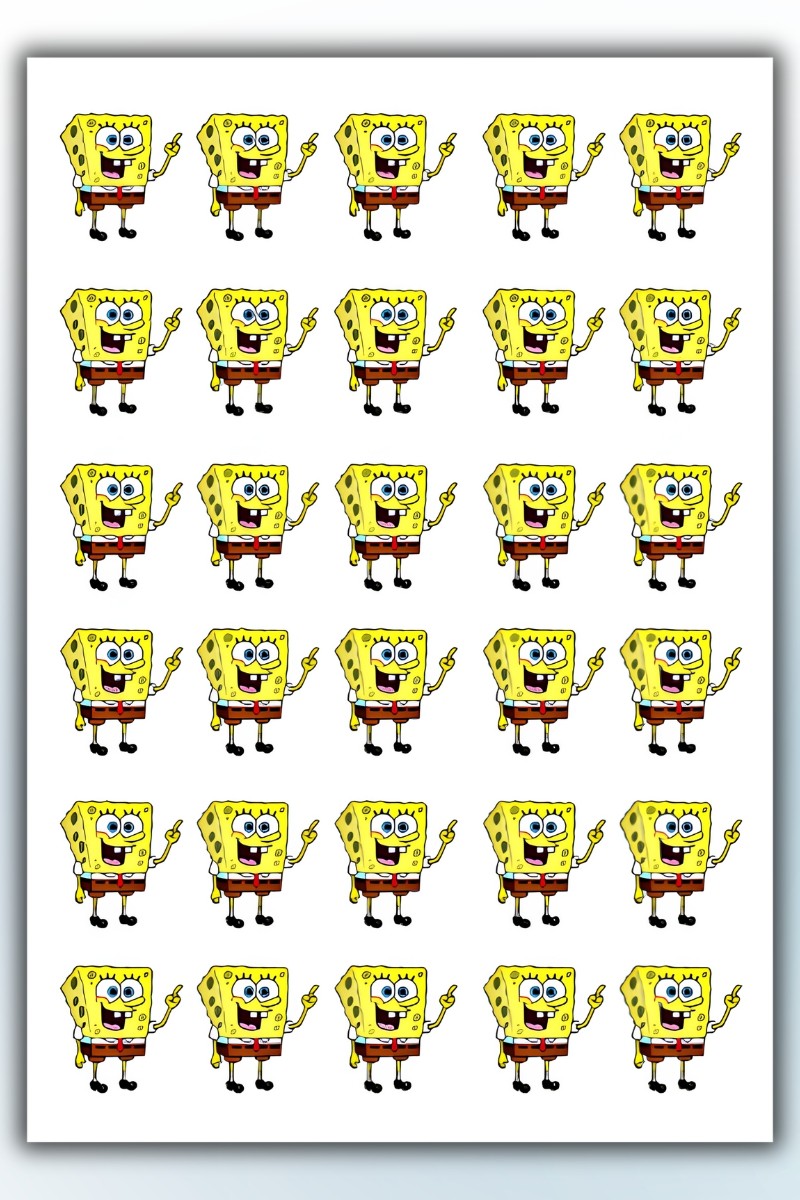 4' Lü Sünger Bob Sticker Set Telefon Laptop Notebook Tablet Defter Matara Stiker Etiket